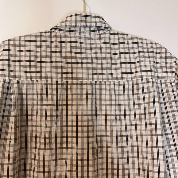 Wrangler Shirt Button-Up Men's L Casual White Taupe Black Plaid Casual Workwear - Picture 5 of 6
